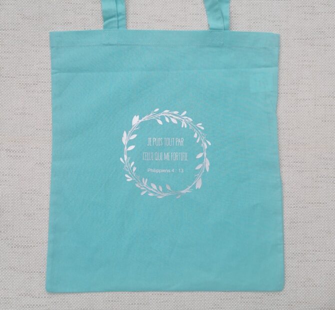 Tote bag vert turquoise clair 1