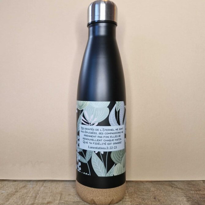 Bouteille isotherme noire, base en liège 4