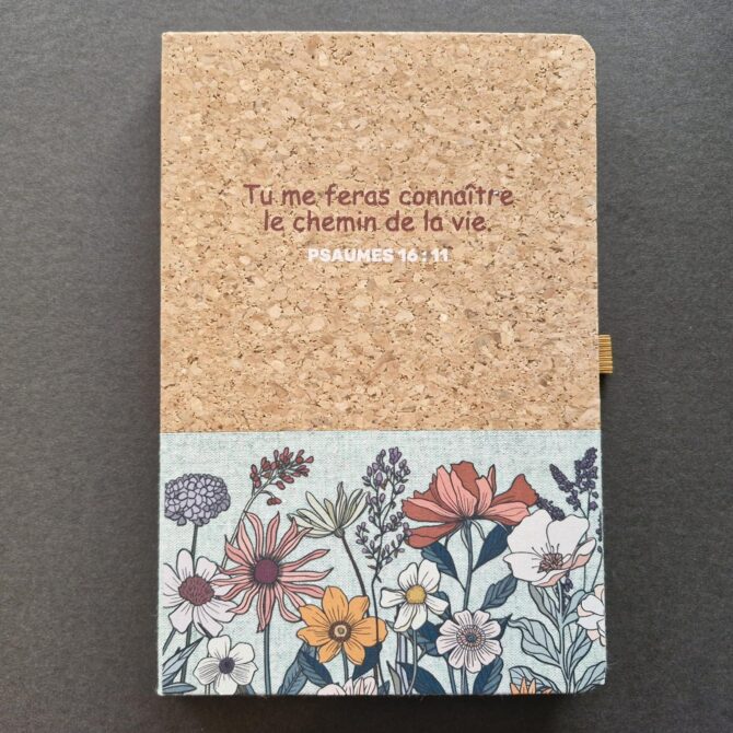 Carnet A5 liège et toile, Psaumes 16 : 11