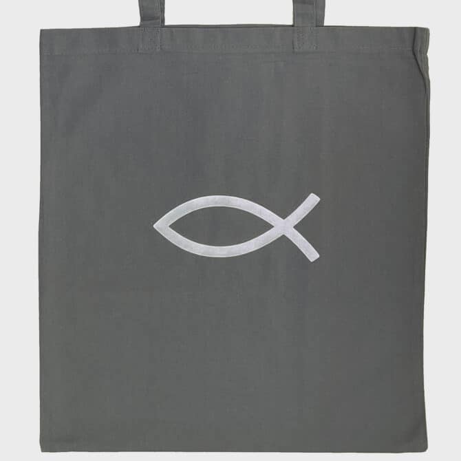 Tote bag gris Ichtus Argent