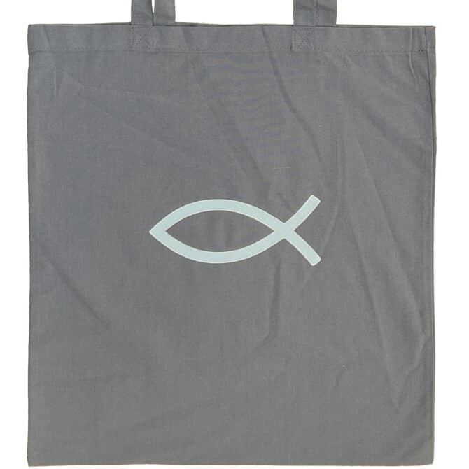 Tote bag gris Ichtus Chevron Blanc