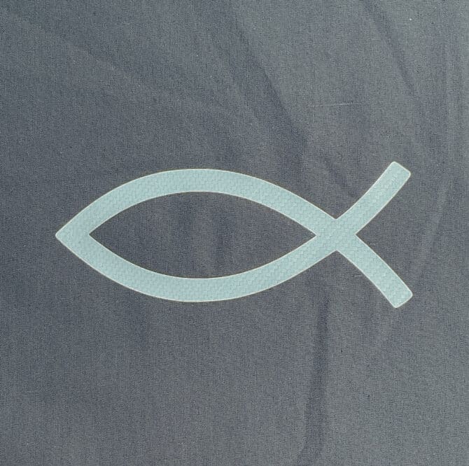 Tote bag gris Ichtus Chevron Blanc – Image 2