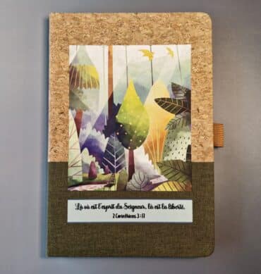 Carnet A5 liège et toile vert foncé, 2 Corinthiens 3 : 17