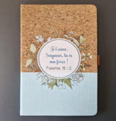 Carnet A5 liège et toile vert clair, Psaumes 18 : 2