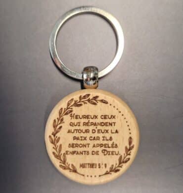 Porte-clés bois - Matthieu 5 : 9
