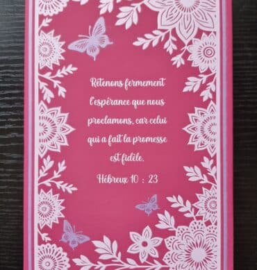 Carnet A5 rose fushia, Hébreux 10 : 23