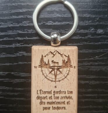 Porte-clés rectangle bois - Psaumes 121 : 8