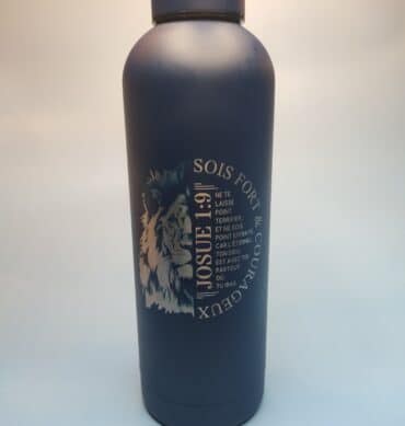 Bouteille isotherme bleu Lion - Josué 1 : 9
