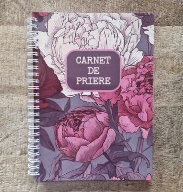 Carnet A5 à spirales, motif pivoines