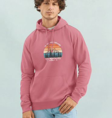 Sweat Capuche « La Foi » Rose Folk